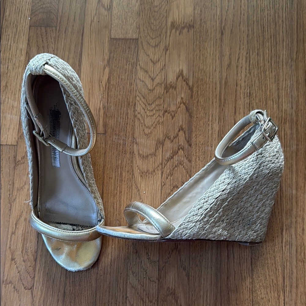 Diane Von Furstenberg Gold Wedge Shoes